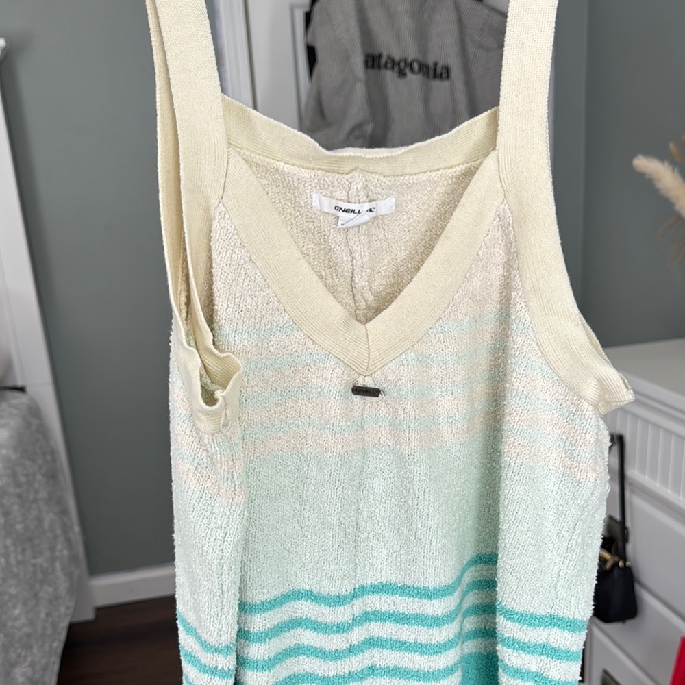 O'Neill Cream and Mint Striped Tank Top